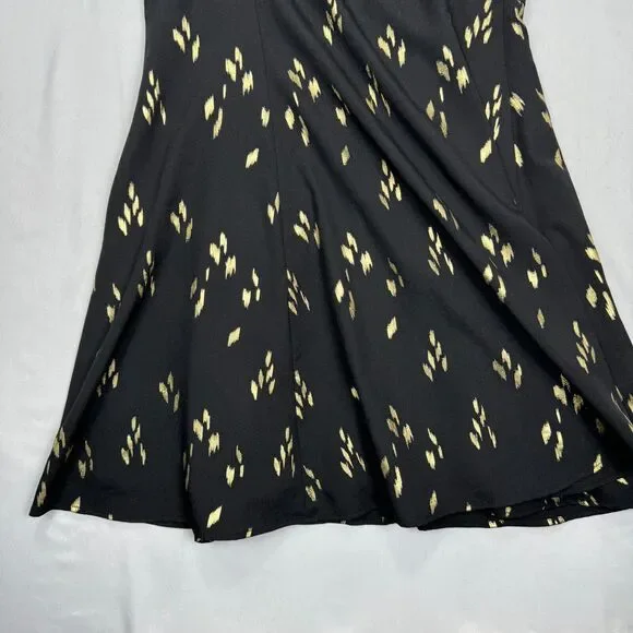Everly Spaghetti Dress Black and Gold Size Large Racerback Knee Length Flare - Picture 6 of 16